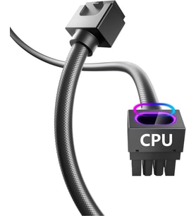 Hydrus 8 Pinli CPU Uzatma Kablosu SİYAH 30 CM ARGB (ANAKART İÇİN İŞLEMCİ BESLEME)