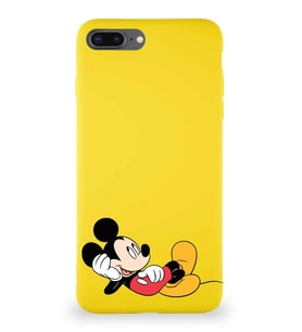 Apple iPhone 7 Plus Soft Premier Kapak Mickey Mouse-F Tasarımlı Silikon Kılıf - Sarı (Şeffaf)
