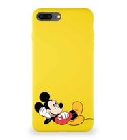 Apple iPhone 7 Plus Soft Premier Kapak Mickey Mouse-F Tasarımlı Silikon Kılıf - Sarı (Şeffaf)