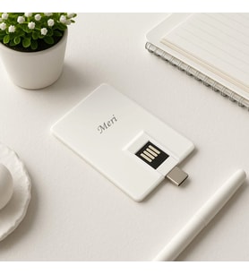 Kişiye Özel Kart Usb Otg Bellek Beyaz