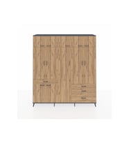 Hyperion Gardrop 11 Raflı 4 Çekmeceli 2 Askılı 220x44x243 Antrasit-Çam/Çam