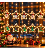 YÜKSEK KALİTE 3.20 METRE GÜN IŞIĞI NOEL SALKIM LED IŞIK 10 DAL YILDIZLI NOEL BABA ÇAM AĞACI FİGÜRLÜ