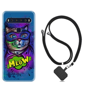 TCL 10L 10 Plus 10SE 20E 20SE 30 L7 Kılıf Boyun Askılı Silikon Super Meow 1715