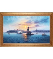 Çerçeveli Paspartulu Manzara Tablo ah1170 (Gold)