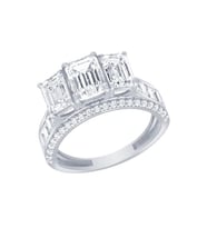 Diamond Line-Gülaylar Beyaz Altın 14 Ayar Baget Taşlı Yüzük