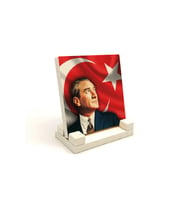Doğal Taş Masaüstü Dekoru, Atatürk Temalı, 10x10 cm, Şık ve Özel Tasarım