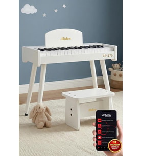 Midex CP-370WH Ahşap Çocuk Piyanosu Pilli 37 Tuşlu Gerçek Piyano Tuşları