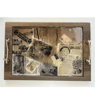 Epoksi Reçine Ahşap Desenli Tepsi - Vintage - Birdie Darling - 27 cm x 40 cm (Çok Renkli)