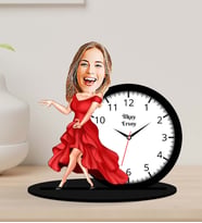Kişiye Özel Karikatürlü Dansçı Temalı Ahşap Biblo Masa Saati