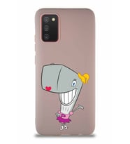 Samsung Galaxy A02S Soft Premier Kapak Pearl Yengeç Tasarımlı Silikon Kılıf - Pudra (Şeffaf)