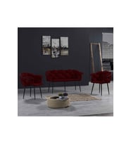 Samogu Balon Çay Seti 2+1+1 Bordo İskelet Siyah