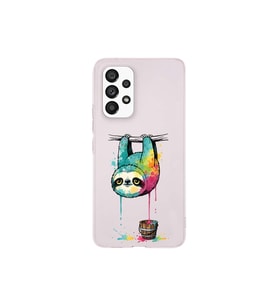 Samsung Galaxy A53 ile Uyumlu Splash Tembel Hayvan Tasarımlı Şeffaf Silikon Kılıf