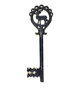 Geyik Figürlü Dekoratif Anahtar 250x80 mm - Büyük Boy Vintage Rustik Mobilya Sandık Aksesuar Süs
