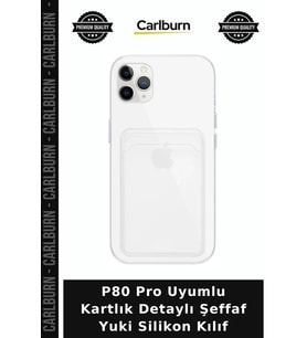 P80 Pro Uyumlu Kartlık Detaylı Şeffaf Yuki Silikon Kılıf Cihaz Aksesuarı Cep Koruması