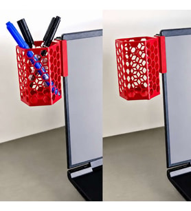 3D Baskı Monitor Kalemlik - Petek Desenli Laptop Kenar Altıgen Kalemlik-Kırmızı