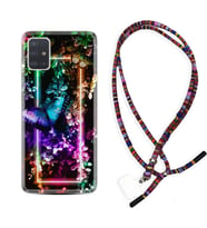 Samsung a71 A72 A73 A7 A9 2018 C7 C9 Kılıf Boyun Asklı Rasta Silikon Butterfly Neon 1684