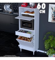 Eliusta Meva 60 cm Çekmeceli Fırın Dolabı Sepetli Çok Amaçlı Mutfak Kiler Oyuncak Banyo Dolabı 60x163x32 cm