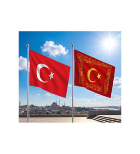 TRY Raşel Kumaş Bayrak ve Türkiye Cumhuriyeti Alpaka Kumaş Bayrak 2'li set 100x150 Cm