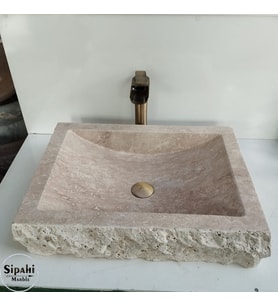 Klasik Traverten Doğal Tasarım Lavabo