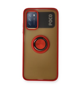 Xiaomi Redmi 9t Kılıf Montreal Yüzüklü Silikon Kapak - Kırmızı