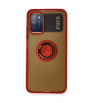 Xiaomi Redmi 9t Kılıf Montreal Yüzüklü Silikon Kapak - Kırmızı