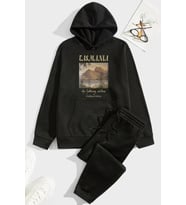 Unisex Tasmania Baskılı Eşofman Takımı (Siyah)