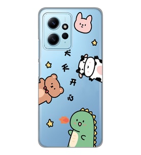 Redmi Note 12 4G Uyumlu Sevimli Hayvanlar Desenli Şeffaf Telefon Kılıfı