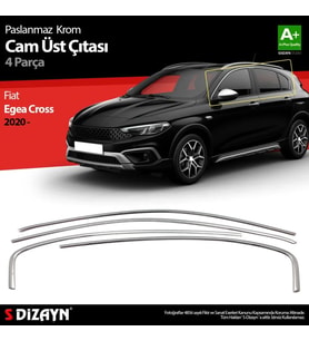 Fiat Egea Uyumlu Cross Krom Cam Üst Çıtası 4 Parça. 2020 Üzeri