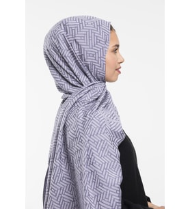 JAKAR Desen Jakarlı Modal Seri Şal Eşarp Askısı ile Birlikte 75x200 cm Lila-75x2