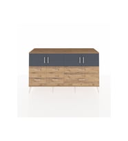 Kronos Konsol 4 Raflı 6 Çekmeceli 4 Kapaklı 176x59x99 Çam-Antrasit/Çam
