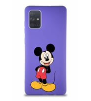 Samsung Galaxy A71 Soft Premier Kapak Mickey Mouse-B Tasarımlı Silikon Kılıf - Mor (Şeffaf)