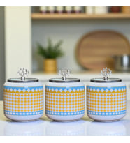 Baharatlık 3 lü Oval Büyük Boy Kahve Köşesi Seti 1400 ml (Çay,Kahve,Şeker) Geometrik Yonca GÜMÜŞ