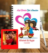 Sevgililer Gününe Özel Ahşap Defter Kalem &  Instagram Çerçeve Hediye Seti 16