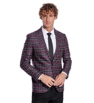 Slim Fit Sivri Yaka Mor Erkek Ceket - Wessi (Bordo)