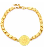 Altın Kaplama Halep (arpa)zincirli Çeyrekli Bayan Bileklik BLK-137 (Gold)