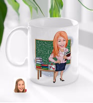 BK Gift Kişiye Özel Kadın Fizik Öğretmeni Karikatürlü Beyaz Kupa Bardak-1