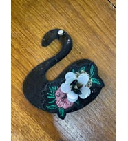 12X12 CM PUL PAYETLİ KUĞU KABARTMA APLİKE ARMA DİKİŞ GİYİM HOBİ AKSESUARI