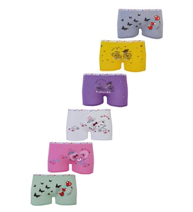 Dode Flora Tutku 0181 Kız Çocuk Karışık Desenli Likralı Pamuklu 6 lı Paçalı Boxer