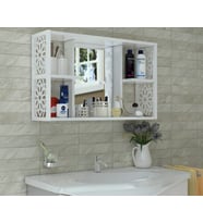 Montana Aynalı Çok Amaçlı Banyo Dolabı Banyo Rafı Beyaz