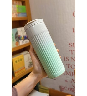 304 L Çelik 500 ml. Yeşil Beyaz Degrade El Termos Mug cin917ys
