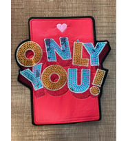 20X18 CM DERİ KIRMIZI ONLY YOU YAZILI PAYETLİ APLİKE ARMA YAMA DİKİŞ AKSESUARI