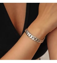 925 Ayar Gümüş 10 x 13 mm Sade Zincir Bileklik