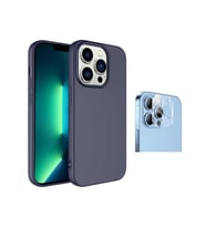 Vendas iPhone 14 Pro Max Uyumlu (14 Pro Max) W-Lansman Serisi İçi Kadife İpek Dokulu Lansman Kılıf + Kamera Lens Koruyucu (Lacivert)