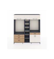 Hyperion Dolap 11 Raflı 4 Çekmeceli 2 Askılı 220x44x243 Antrasit-Aytaşı/Çam