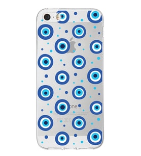 PrintiFy Apple  iPhone 5S ile Uyumlu 1mm Slim Fit Nazar Boncuğu 1 Baskılı Şeffaf  Kılıf