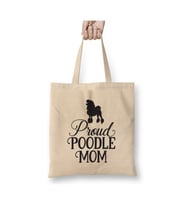 Poodle Mom Dogs Köpek Beyaz Bez Çanta Uzun Saplı Alışveriş Çantası Plaj Çantası