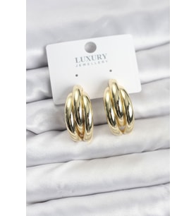 Gold Renk Pirinç Yarım Halka Model Kadın Küpe 5886 - HPSBYI6855-9503