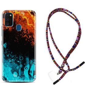 Samsung M21 M22 M23 M30 M31S M32 Kılıf Boyun Asklı Rasta Silikon Orange Blue Color 1665