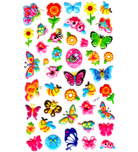 Sticker Kabartmalı Stiker Defter, Planlayıcı Etiket (lxk-012)-22x14 cm - Çiçek Kelebek
