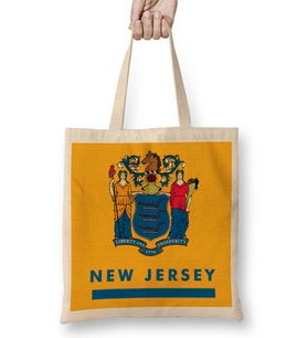 New Jersey State Flag Bez Çanta Uzun Saplı